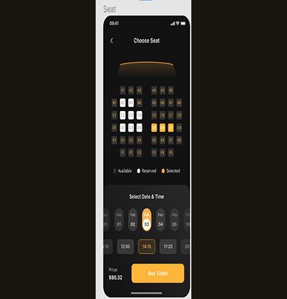 Cinema Seat Reservation app screens